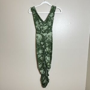 ASOS Dress Green Floral bustier Drop Waist Wedding Cocktail Body Con 2 Feminine